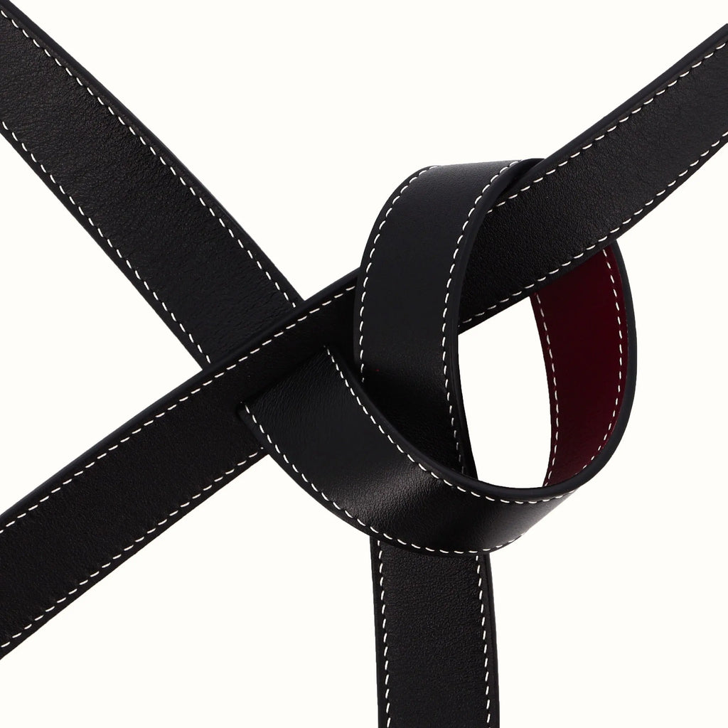 Ceinture Phi fine réversible bordeaux/noir de Phi1618, accessoire de mode haut de gamme, côté bordeaux