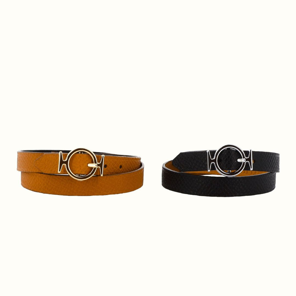 Bracelet réversible Phileo noir / camel de Phi1618, accessoire de mode haut de gamme