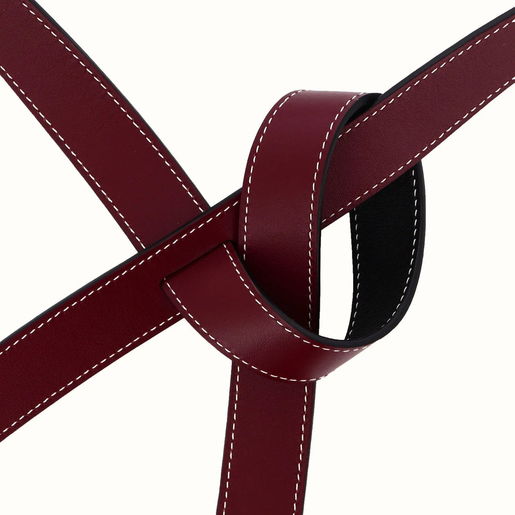 Ceinture Phi fine réversible bordeaux/noir de Phi1618, accessoire de mode haut de gamme, côté bordeaux