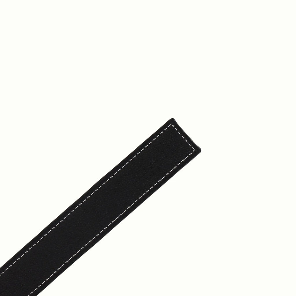 Ceinture Phi fine réversible camel / noir grain micro caviar de Phi1618, accessoire de mode haut de gamme