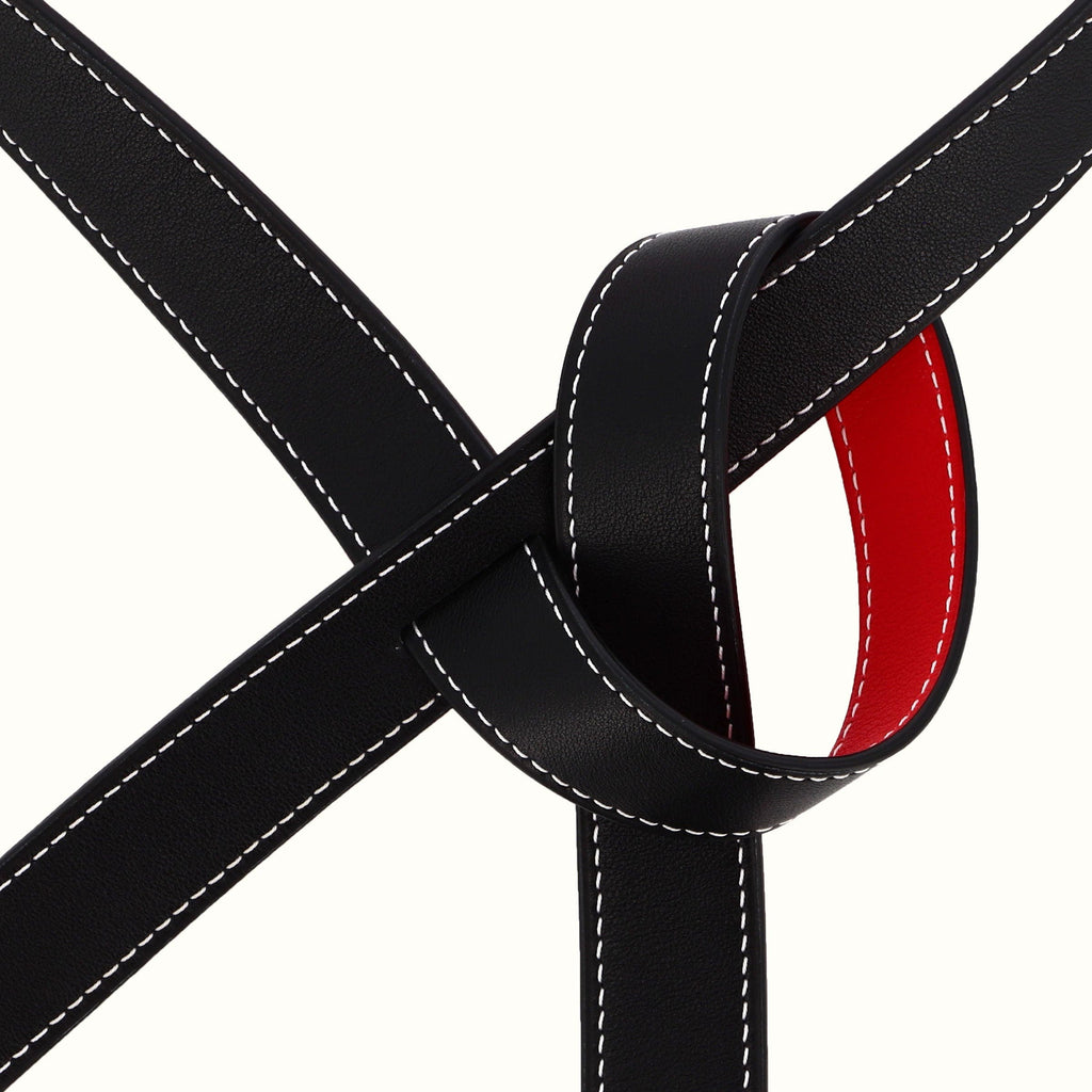 Ceinture Phi fine réversible rouge/noir de Phi1618, accessoire de mode haut de gamme, côté noir