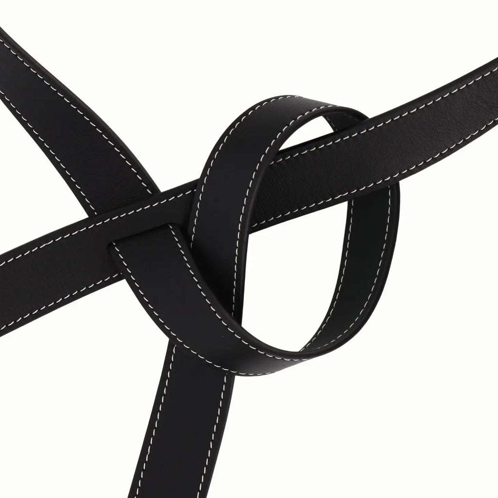 Ceinture Phi réversible fine vert anglais/noir de Phi 1.618, accessoire de mode haut de gamme, côté noir