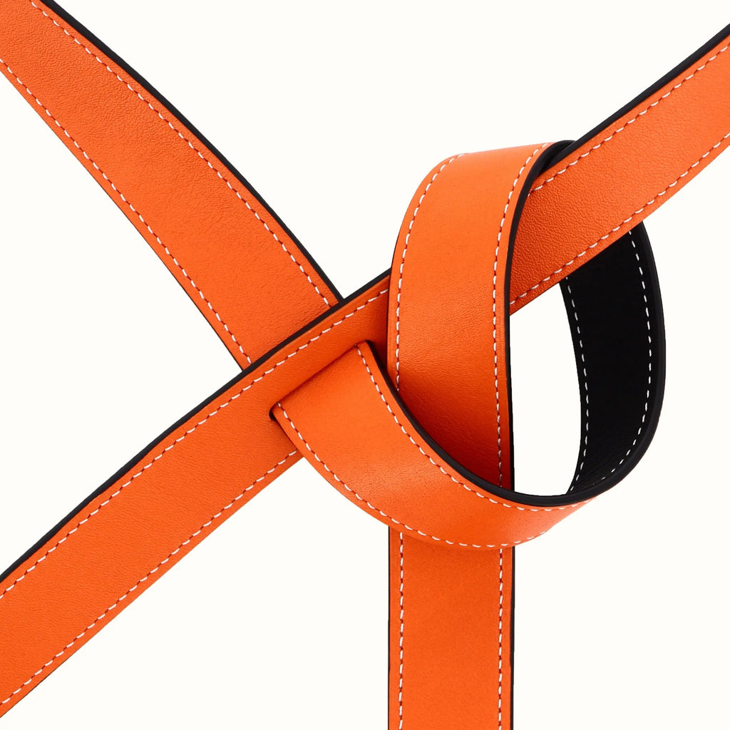 Ceinture Phi fine réversible orange/noir de Phi1618, accessoire de mode haut de gamme, côté orange