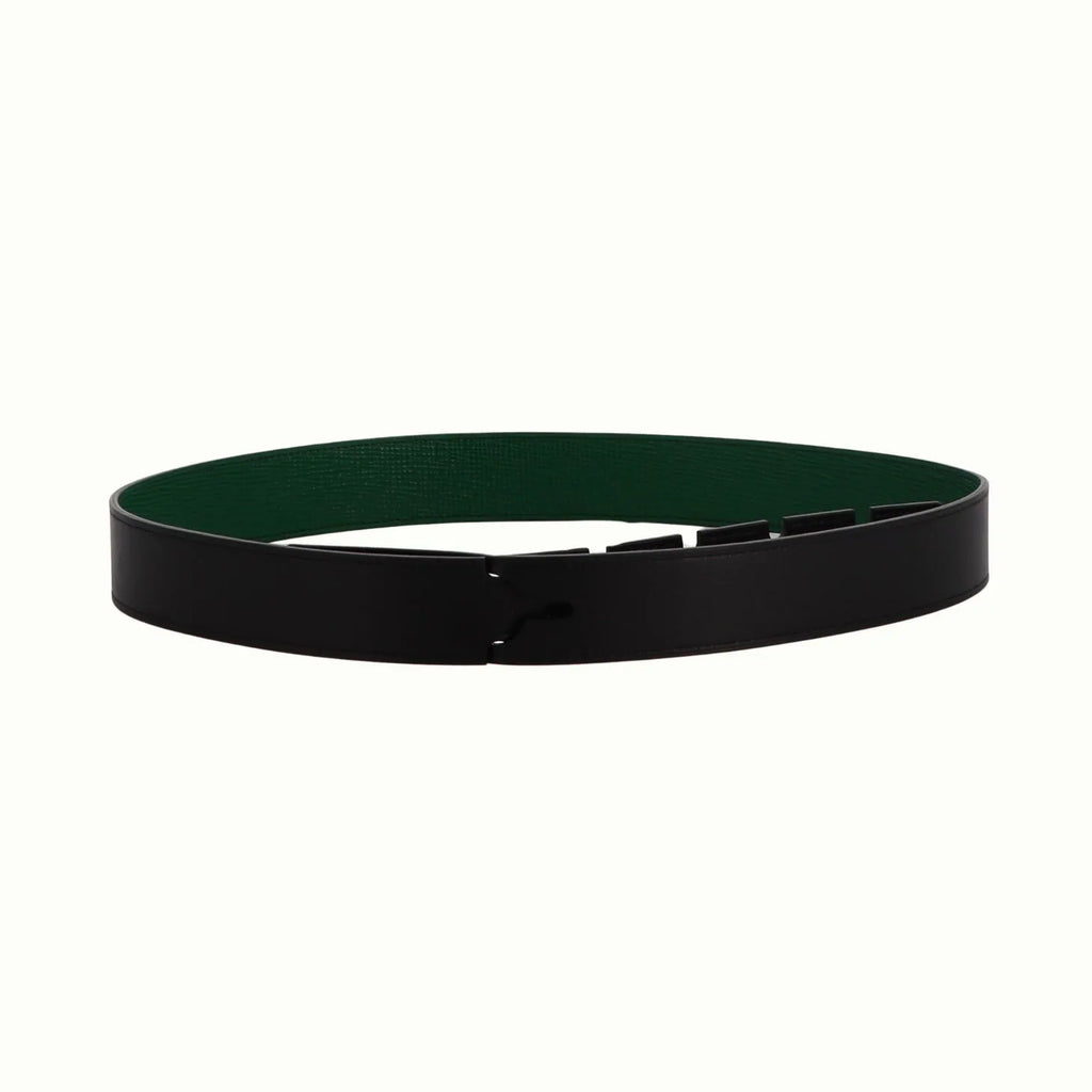 Ceinture réversible Philanthropie vert/noir de Phi 1.618, accessoire de mode haut de gamme, côté noir