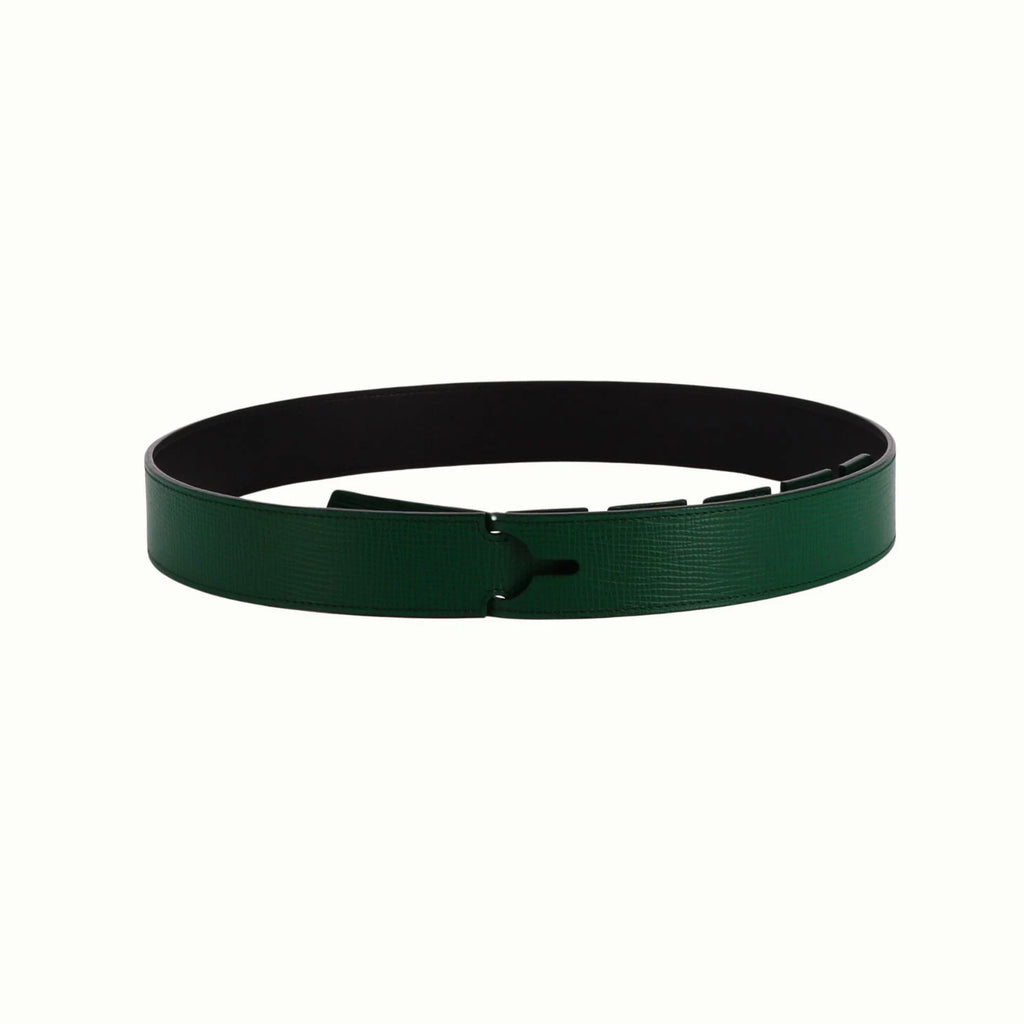 Ceinture réversible Philanthropie vert/noir de Phi 1.618, accessoire de mode haut de gamme, côté vert