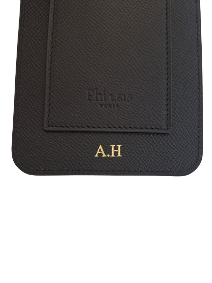 Porte téléphone Phidelio noir de Phi1618, accessoire de mode haut de gamme, marquage initiale