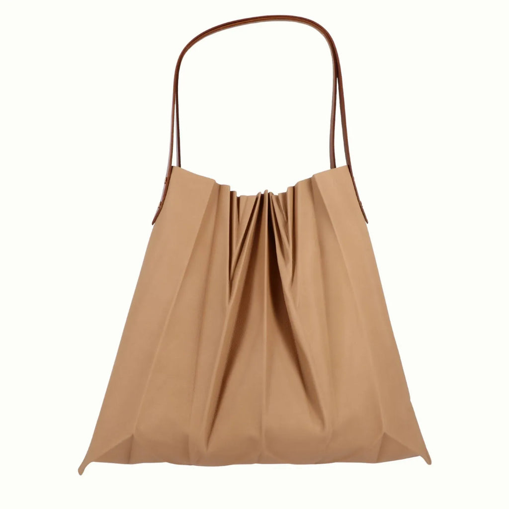 Sac à main de dos beige Phiori plissage légé de Phi1618, accessoire de mode haut de gamme