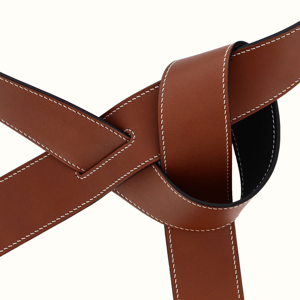 ceinture sans boucle fauve noir réversible cuir luxe finitions sellier Taille unique