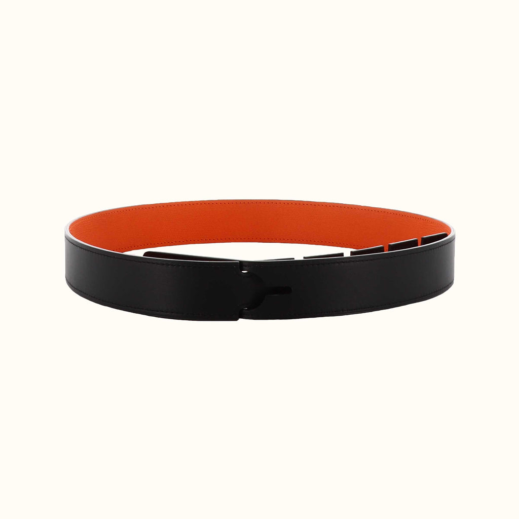 Ceinture réversible Philanthropie orange/noir de Phi 1.618, accessoire de mode haut de gamme, côté noir