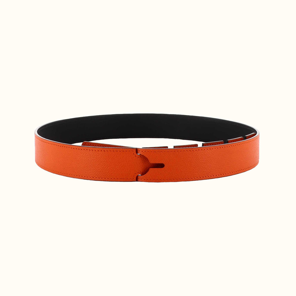 Ceinture réversible Philanthropie orange/noir de Phi 1.618, accessoire de mode haut de gamme, côté orange