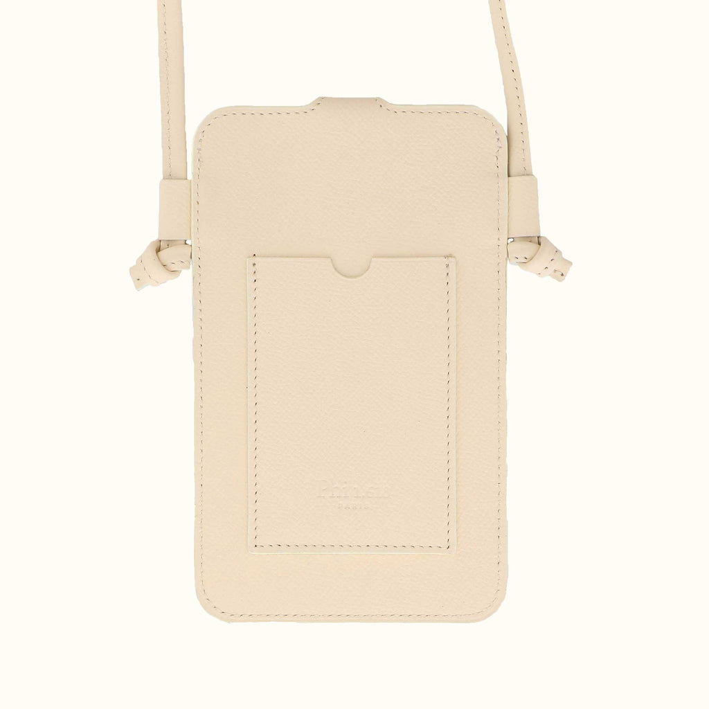 Porte téléphone Phidelio ivoire de Phi1618, accessoire de mode haut de gamme, vu de dos